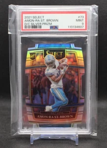 2021 Panini Select Amen Ra St. Brown Silver Prizm Die Cut PSA 9 DETROIT LIONS - Picture 1 of 2