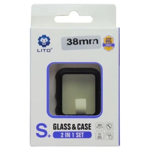 LITO S + Verre & Étui (2 IN 1 Set) pour Apple Watch Series 3/2/1 (38mm) - Noir - Photo 1 sur 2