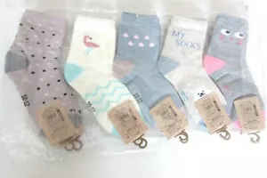 Kids Toddler Big Little Girls Fashion Cotton Crew Cute Socks -5 Pairs - Picture 1 of 19