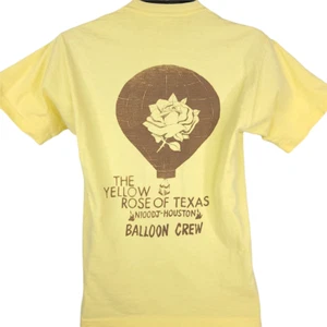 Vintage Yellow Rose Of Texas T Shirt Mens Size Medium 80s Hot Air Balloon USA - Picture 1 of 8