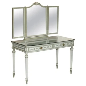 ANTIQUE STAMPED MELLIER & CO ANGLO FRENCH SHABBY CHIC DRESSING TABLE PART SET - Picture 1 of 12