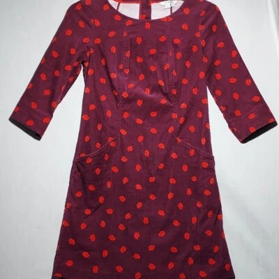 Boden Christina Púrpura Pana Negro Forrest Hoja Bolsillo Camisa Vestido Talla 4p Foto 1 de 4