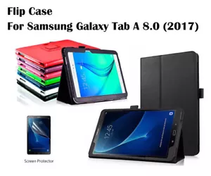 For Samsung Galaxy Tab A 8.0 (2017) Screen Film/Flip PU Leather Case - Picture 1 of 24