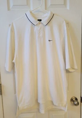 Camisa Polo Nike Golf Manga Corta Blanca con Cuello Negro Acento Talla L Foto 1 de 4