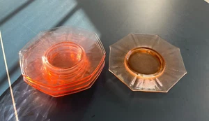 PINK ELEGANT DEPRESSION GLASS OCTAGON LUNCH PLATES IMPERIAL OR FRY? SET OF 5 - Picture 1 of 14