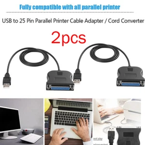 2Pcs New USB to IEEE 1284 DB25 25-Pin Parallel Printer Female Adapter Cable Cord - Picture 1 of 11