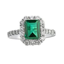2.30Ct 100% Natural Green Emerald IGI Certified Diamond Ring In 14KT White Gold