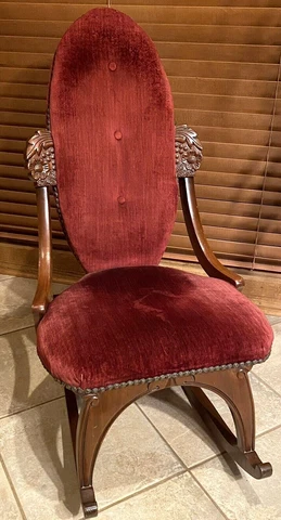 Antique Victorian Slipper Chair Lady Child Small Rocking Rocker Sewing Cover