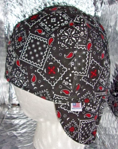 Bandana Black/red Custom Made Construction, Welder, Pipe-fitter, Biker Hat - Picture 1 of 4