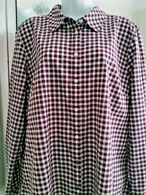 TALBOTS 100% 棉勃艮第和白色衬衫/衬衫-超大长袖-**全新 — 第 1/4 张图片