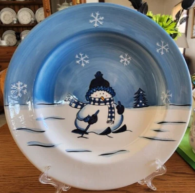 CANTERBURY POTTERIES ! Hidden Valley Dinner Plate (s) 10 1/2" Ceramic Canterbury White Navy Blue !