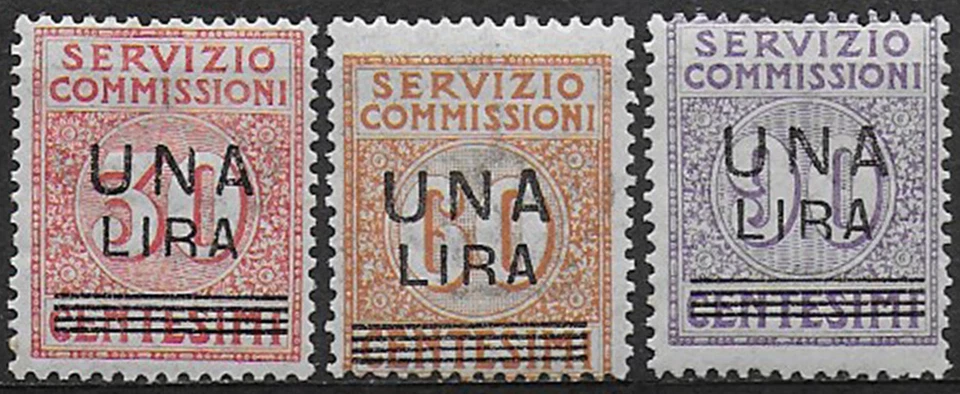 1925 Italia Servizio Commissioni 3v. mc MNH Sassone n. 4/6 - Immagine 1 di 1