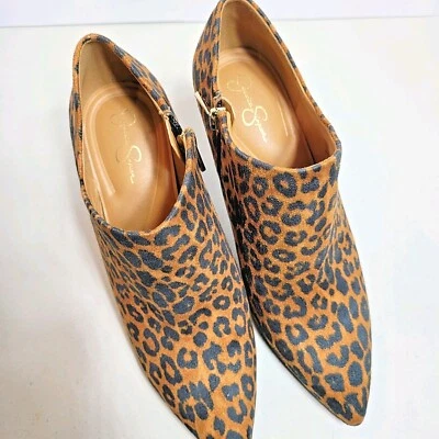 Jessica Simpson 3.5" Stiletto Heels Faux Leopard Print Suede Side Zipper - Image 1 of 4