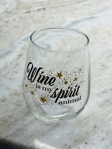 “Wine Is My Spirit Animal”.Steamless 15.5oz Decor All Occasion Day Glass - Picture 1 of 8