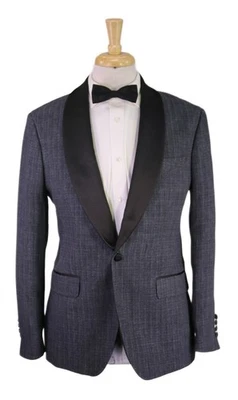 Chaqueta Blazer Formal Bonobos Ajuste Estándar Gris Lino Chal Solapa Esmoquin 44L ¡Nueva! Foto 1 de 4