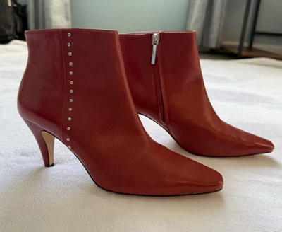 ZARA MUJER ROJO CUERO BOTINES EE. UU. Talla 7.5/UE Talla 38 Foto 1 de 4