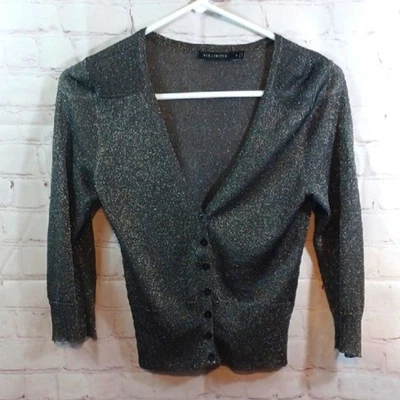 Y2K Limited   Silhouette Button Down Feminine Metalic Glam  Evening  Carnigan S - Image 1 of 4