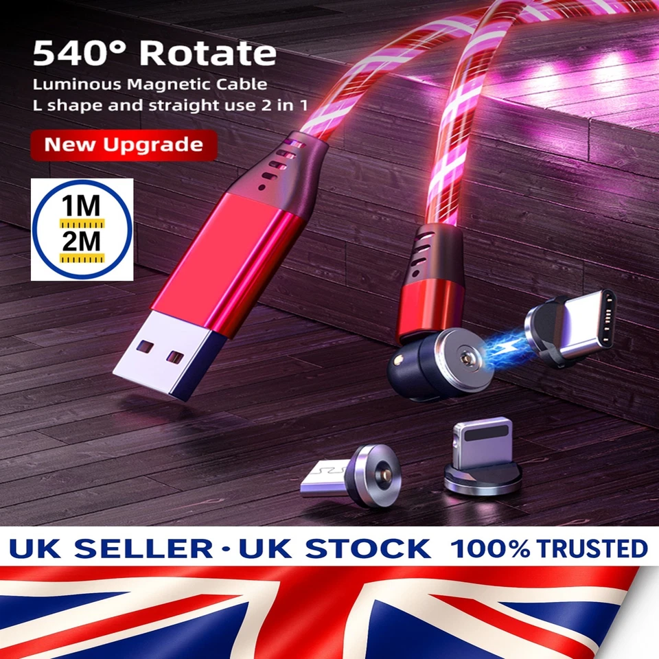 3‑in‑1 Magnetic LED Fast Charging Cable – USB‑C • Micro‑USB • IOS | 2.4 A - Image 1 of 4
