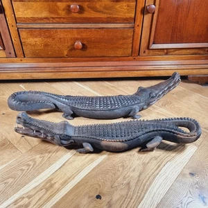 Großes handgeschnitztes afrikanisches Krokodil aus Holz Malawi 90 cm/78 cm Gewicht 4,5 kg/3,7 kg - Bild 1 von 24