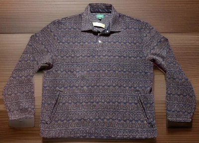 NWT J Crew Wool Blend 1/4 Snap Collar Sweater Fleece Jacket XL Blue Brown - Image 1 of 4