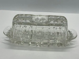 Anchor Hocking Star Of David Cut Crystal Glass Butter Dish With Lid Vintage - Picture 1 of 10