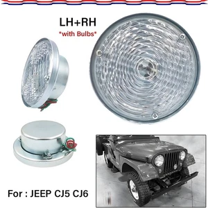 Clear Front Turn Signal Indicator Lamp Light w/ Bulb for Jeep CJ5 CJ6 CJ7 12V - Picture 1 of 7