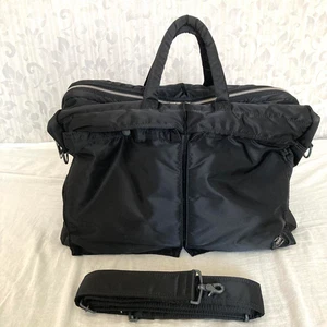 PORTER Tanker Black 2Way Briefcase Shoulder Business Bag Yoshida Japan Used - Picture 1 of 20