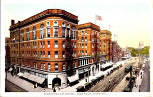 Monticello Hotel Norfolk Virginia coches antiguos postal a39 - Imagen 1 de 2