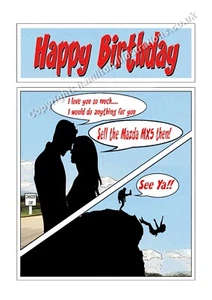 Mazda MX5 Birthday Card Funny Offensive Classic Car greetings - Picture 1 of 2