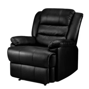 Artiss Recliner Chair Leather Black Cissy - Picture 1 of 6