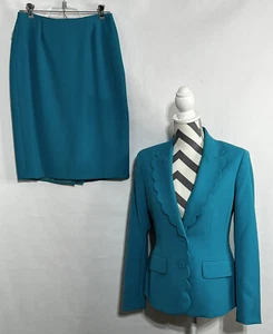 ALBERT NIPON DRESS SUIT RETAIL$280 SIZE 6 LINED knee length Teal Blue - Picture 1 of 12