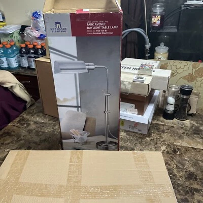 Lámpara de mesa Normande Lighting Park Avenue HS3-729-BS luz diurna acabado acero cepillado Foto 1 de 4