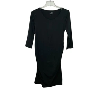 L MATERNITY DRESS MAXI STRETCH ISABEL~LIZ LANGE~WOMENS Black Rouched Side - Picture 1 of 8