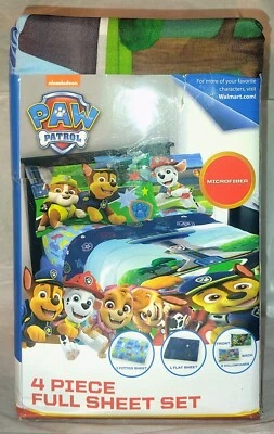 Juego de sábanas de 4 piezas Paw Patrol juego de tamaño completo de Spin Master Nickelodeon nuevo en paquete Foto 1 de 4