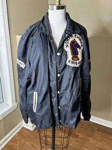 Vintage 60's Blue North Shore Knights Patch Snap Olympic Sport Jacket, Flaw - Picture 1 of 13