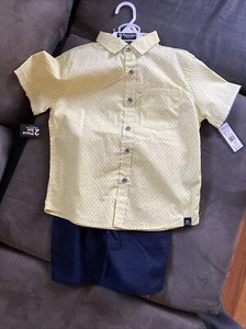 Kenneth Cole 2-Piece Set Boys Size 6 Yellow Blue shirt shorts $40 - Picture 1 of 4