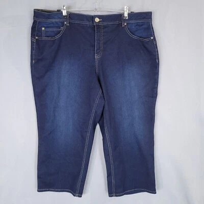 Pantalones capri de mezclilla para mujer Cato tiro alto ajuste regular azul talla 20W Foto 1 de 4