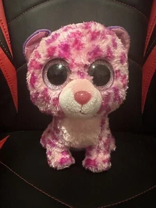 Ty Beanie Boos-GLAMOUR THE Pink Leopard  9"  with GLITTER Eyes - Picture 1 of 4