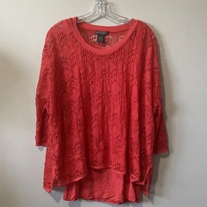 NEW Chelsea & Theodore Top Womens Small Red Blouse Shirt Lace Overlay NWT - Picture 1 of 6