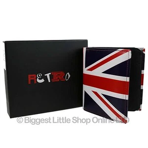 NEW Mens Top Quality LEATHER Tri-Fold Wallet by Retro Union Jack Gift Box RFID - Picture 1 of 5