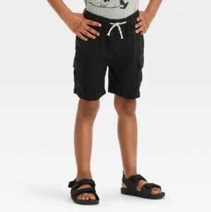 Cat & Jack Soft Black Shorts Flexible Drawstring Front Pockets 6/7 New W Tag - Picture 1 of 4