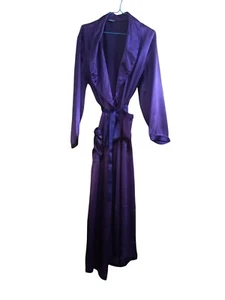 Silk Robe Women Purple Size 12-14 Two Pocket Intimates - Picture 1 of 11