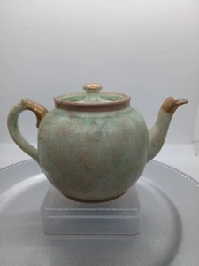 England Teapot Signed & Numbered. Lovely Verdigris Glaze. 5 In H - Picture 1 of 11