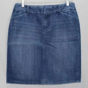 Antigua falda vaquera azul marino de mezclilla para mujer talla 6 abertura trasera plateada arenas pantalón falda - Imagen 1 de 8