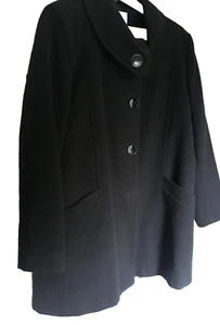 Stylish Ladies Autonomy Size 18-20 Black Button Up & Collared Lined Long Jacket - Picture 1 of 6