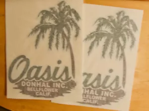 Oasis Donhal Inc Bellflower CA Vintage Travel Trailer Reproduction Decal ur Pic - Picture 1 of 5