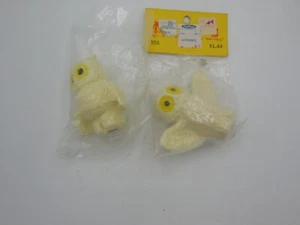 2 Vintage Macrame Bead White Owls Yellow Eyes Crafty Notions NIP - Picture 1 of 4