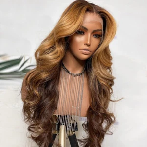 #4/Honey Blonde 4X4 Lace Closure Wig Brazilian Hair 5x5 PU Silk Base Closure Wig - Picture 1 of 12