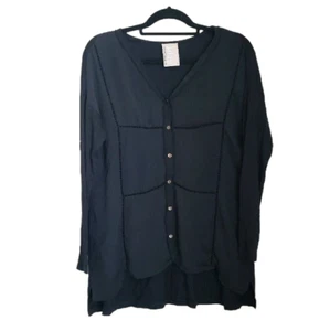 Cárdigan negro para mujer Dolan cuello en V talla S panel transparente - Imagen 1 de 9