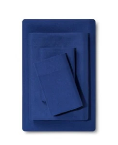 Microfiber Solid Sheet Set QUEEN Sapphire Blue Navy - Room Essentials OKEO-TEX - Picture 1 of 6